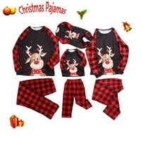 Sunisery karácsonyi pizsama családi karácsonyi jelmezhez családi szarvas kockás nyomtatás pizsama Kerek nyakú szülő-gyermek