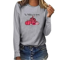 Rollbacks Női Hosszú ujjú ingek nyugodt-Fit pulóver blúz mellrák tudatosság tök nyomtatási felsők alkalmi Raglan póló