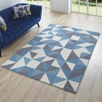 Modway Kahula geometriai háromszög mozaik terület szőnyeg kék, fehér és szürke