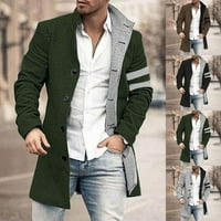 Férfi hajtóka gallér blézer vékony meleg hosszú kabát üzleti árok felöltő kabát szürke 4XL