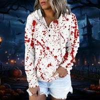 Halloween Kapucnis Női Halloween vér grafikus színes Hosszú ujjú pulóver alkalmi blúz pulóver felsők