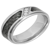 Férfi gyémánt akcentus rozsdamentes acél szürke szénszál gyűrűvel