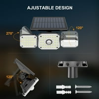 Voshy 112led napelemes lámpák kültéri, állítható fejek, 270 ° széles, IP -vízálló, fekete, 2 -csomag