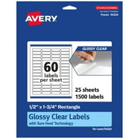 Avery fényes tiszta téglalap címkék biztos takarmány, .5 1.75