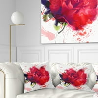 Designart gyönyörű, élénkvörös rózsa - virágos párna - 18x18