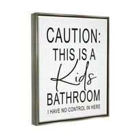 Stupell Industries gyerekek fürdőszoba nincs kontroll alkalmi fürdőszoba jel grafikus csillogás szürke úszó keretes