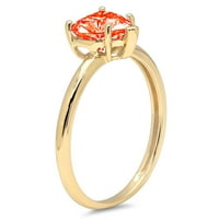 1. ct ragyogó szív vágott szimulált vörös gyémánt 14K sárga arany Pasziánsz gyűrű SZ 6.75