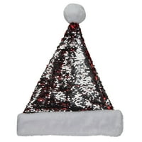 Northlight 15 piros és ezüst reverzibilis flitteres karácsonyi télapó kalap fau prém mandzsettával