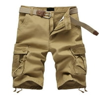 Zkozptok Cargo rövidnadrág férfiaknak Plusz méretű rövidnadrág Multi-zseb nyugodt nyári strand nadrág nadrág, Khaki,