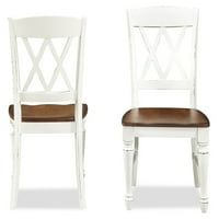 Otthoni stílusok Monarch étkezőasztal Dupla X-hátsó székekkel-fehér & tölgy