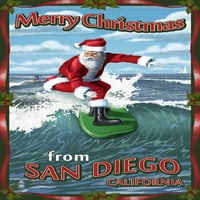 Boldog Karácsonyt San Diego, Kalifornia, Santa szörfözés