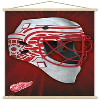 Detroit Redwings-maszk fali poszter fa mágneses kerettel, 22.375 34