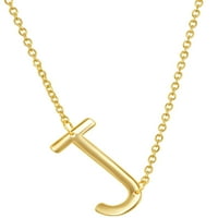 iJewelry Aranyozott ezüst oldalra J betű kezdeti medál lánc nyaklánc 18