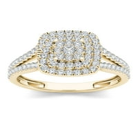 1 2Ct TDW Diamond 10K Sárga arany gyémánt dupla halo eljegyzési gyűrű