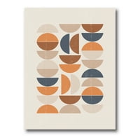 Designart 'Absztrakt hold és nap narancssárga és kék színben' modern vászon fali művészet nyomtatás