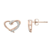 Időtlen szerelem CT T.W. Gyémánt szív fülbevalók rózsaszín aranyozott sterling ezüstbe állítva