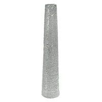 DecMode Glam ezüst kerek nagy és magas hengeres Padlóváza, kerámia Gyöngyös texturált mintával, 8 'W 50' h