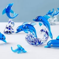Szép Delfin Üveg Szobor Figura Tengeri Állat Modell Asztali Dekorációk