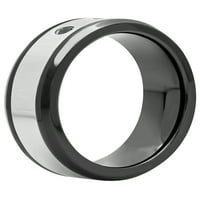Férfi fekete gyémánt akcentus fekete -fehér rozsdamentes acél gyűrű