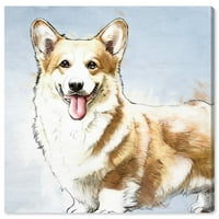 Wynwood Studio Animals Wall Art vászon nyomtatványok „akvarell corgi” kutyák és kölyökkutyák - barna, fehér