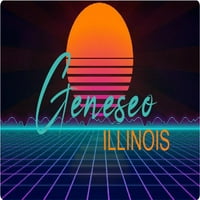 Geneseo Illinois Vinyl Matrica Stiker Retro Neon Design