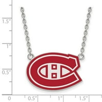 Szilárd ezüst hivatalos NHL Montreal Canadiens Lg Enl Medál nyaklánc Charm Chain 18