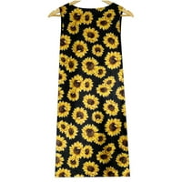 Puntoco nyári ruhák Női Clearance Női ujjatlan Mini ruha vizuálisan vékony ruha virágmintás nyári nyomtatási ruha sárga