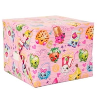 Shopkins születésnapi csomagolópapír tekercs, 5 láb 2,5 láb, 1 ct