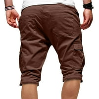 Elneeya Cargo rövidnadrág puha kényelmes Sweatpants Gyorsan száradó rövid nadrág Elasztikus derék Egyszínű Férfi alkalmi