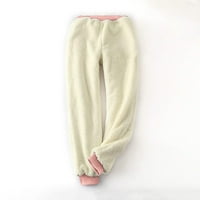 Fleece bélelt nadrág Női húzózsinóros melegítő nadrág laza bő Közép derekú Lounge nadrág zsebbel Kúpos láb Téli meleg
