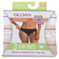 Gilden női pamut nyújtási bikini bugyi, 3 csomag