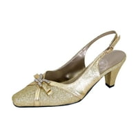 A Hanna női széles szélessége hegyes lábujj Slingback ruha cipő arany 6