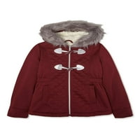 Limited Too Lányok strukturált gyapjú kabát váltóval és Fau prémes kapucnival, méretek 7-16
