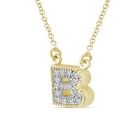 JewelersClub akcentus fehér gyémánt B kezdeti 14K arany az ezüst medál felett