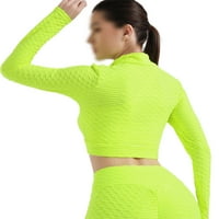 Avamo női kabát Teljes cipzáras edzés felső Hosszú ujjú kabát futó Racerback blúz Activewear sima Fluoreszkáló zöld