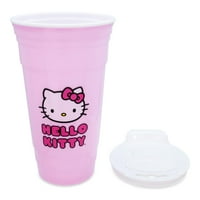 Sanrio Hello Kitty rózsaszín műanyag pohár fedéllel és szalmával