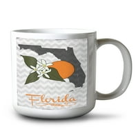 fl oz kerámia bögre, Florida, Állami virág, narancsvirág, mosogatógép és mikrohullámú sütő széf
