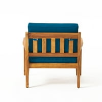 Wilco kültéri akác fa Club székek párnákkal, 4-es készlet, teak és sötét Teal