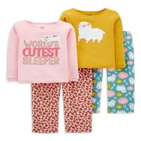 Carter gyermeke kisgyermekes lányok hosszú ujjú gyapjú pizsamák, 4 darabos készlet