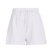 Női nyári nadrág Kényelmes pamut vászon Egyszínű Magas derekú Zsinóros zsebek rövid nadrág alkalmi Beach Lounge rövidnadrág