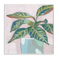 Stupell Home Dekor Industries cserepes növény rózsaszín zöld festmény fa plakk, Jennifer Goldberger
