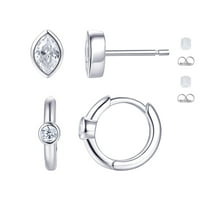 Planet Pure Női Szimulált Diamonds Stud & Hoop fülbevaló újrahasznosított ezüstben