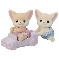 Calico Critters Fennec Fo ikrek, gyűjthető Babafigurák készlet Pushcart tartozékkal