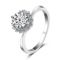ct D színes Moissanite eljegyzési gyűrűk nőknek ezüst virág gyűrűk kerek vágott sárga kék rózsaszín gyémánt gyűrűk