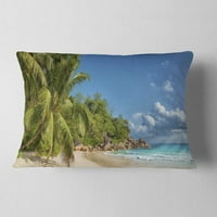 Designart Anse Georgette Beach Dark Blue - Seascape Dobás Párna - 12x20