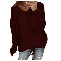Huaai Női pulóver pulóver alkalmi kényelmes laza hosszú ujjú varrás női Pulóver Pulóverek Női Piros XL