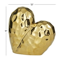 12 11 Arany porcelán dimenziós szögletes origami ihlette szívszobrászat