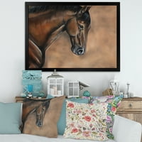 DesignArt 'A Brown Bay Horse CARMAD Portréja' Farmház keretes művészeti nyomtatás
