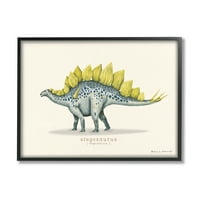 Stupell oktatási stegosaurus dinoszaurusz állatok és rovarok festés fekete keretes művészet nyomtatott fali művészet