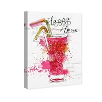 Wynwood Studio italok és szeszes italok fali vászon nyomtatványok 'Happy Hour' koktélok - rózsaszín, fehér